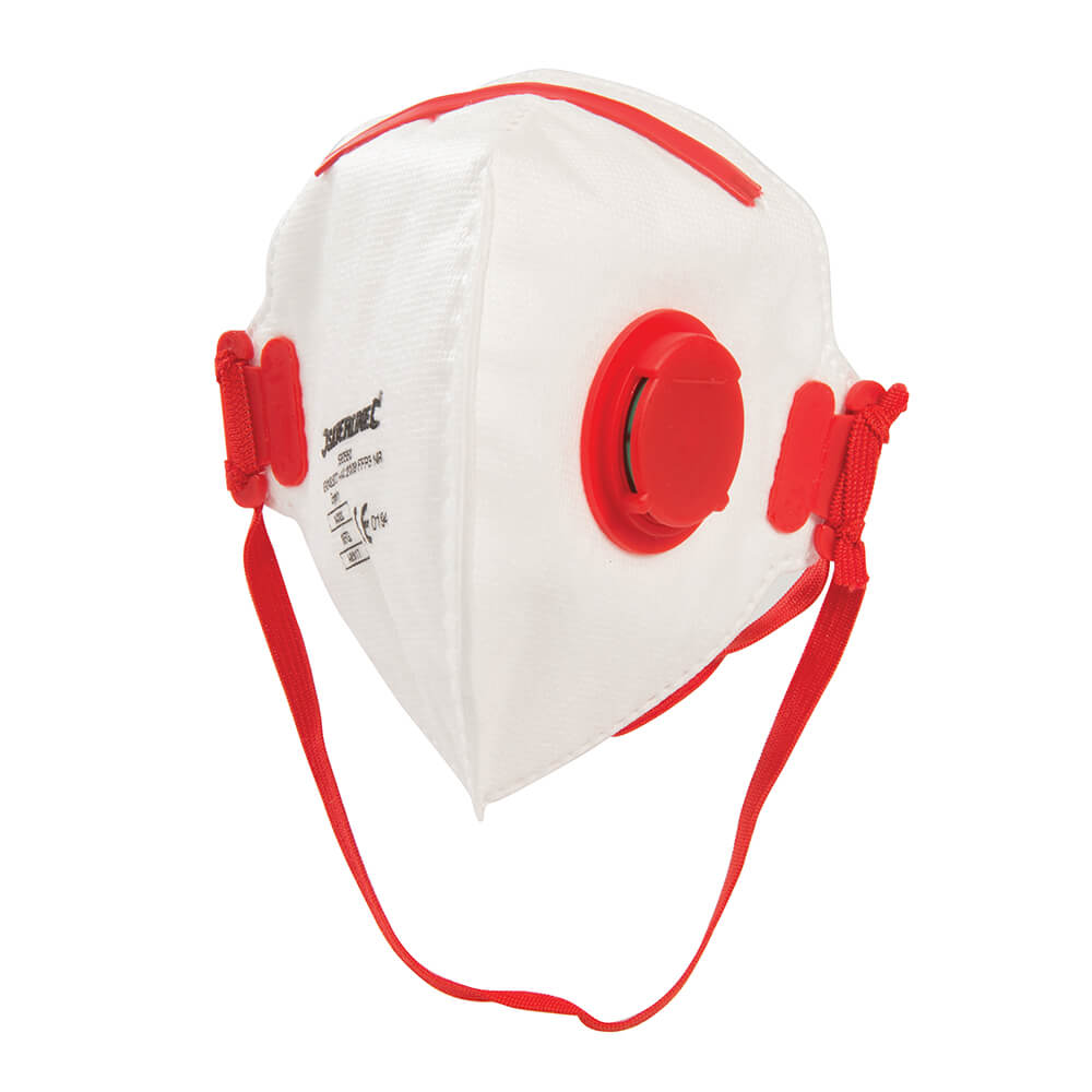 Silverline Fold Flat Face Mask Valved FFP3 NR White 1#colour_white