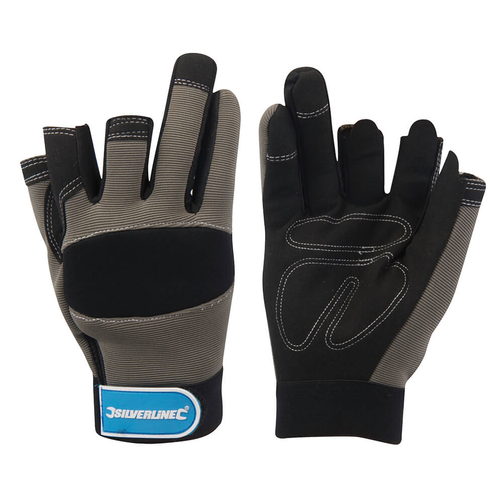 Silverline Part Fingerless Mechanics Gloves Dark Grey 1#colour_dark-grey