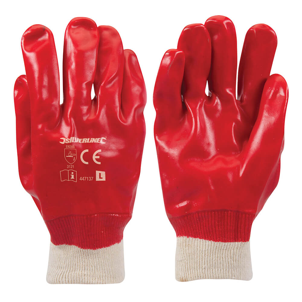 Silverline Red Oil-Repellent PVC Gloves Red 1#colour_red