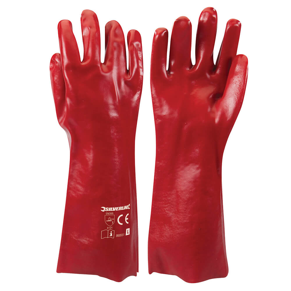 Silverline Red PVC Lined Gauntlets Red 1#colour_red