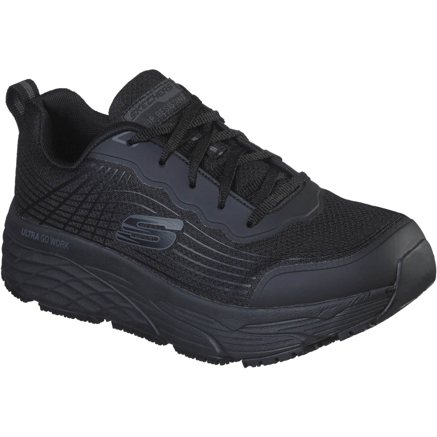 Skechers Relaxed Fit Max Cushioning Elite Work Trainers Black 1#colour_black