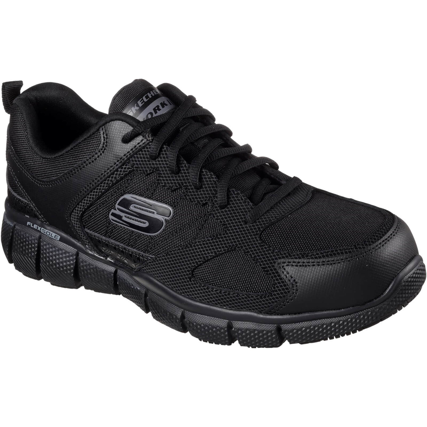 Skechers Telphin Sanphet Slip Resistant Shoes Black 1#colour_black