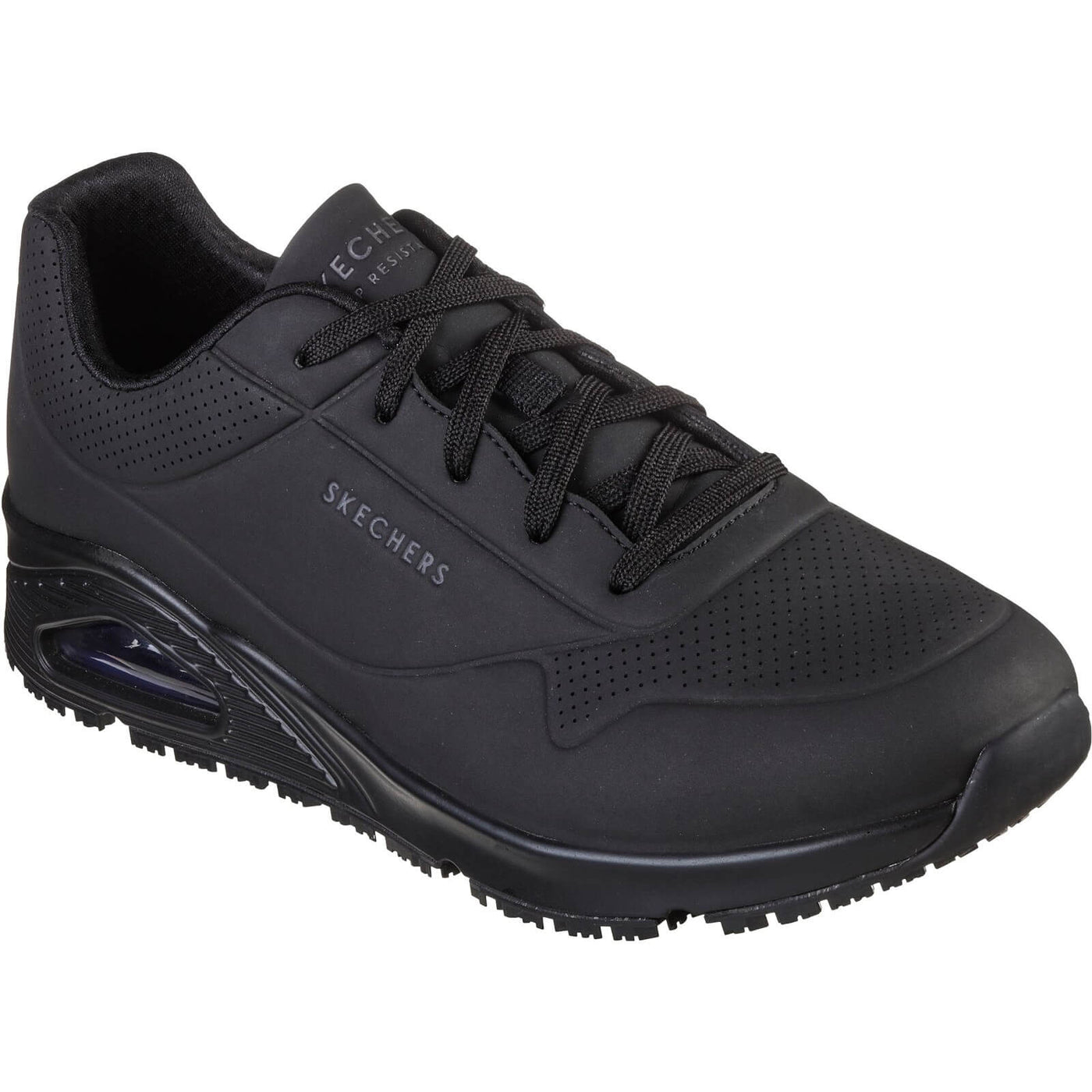 Skechers Work Relaxed Fit: Uno SR - Sutal Work Shoes Black 1#colour_black