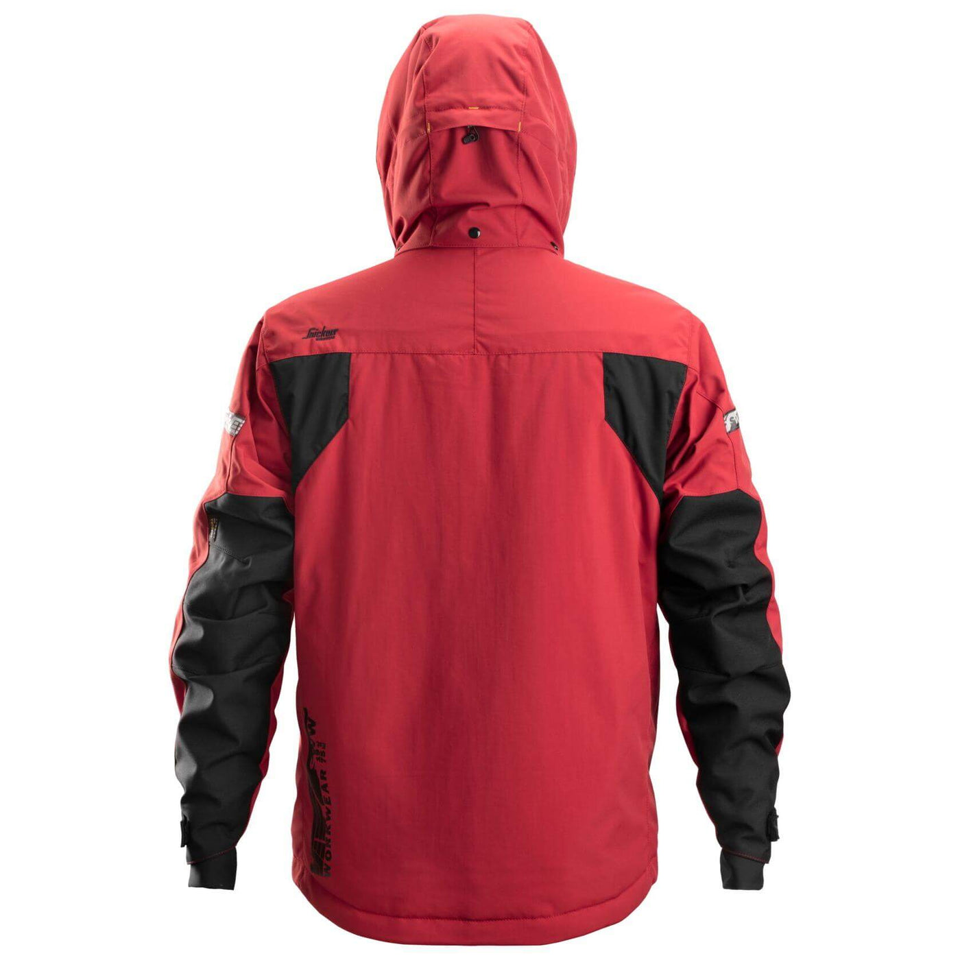Snickers 1102 AllroundWork Waterproof 37.5 Insulated Jacket Chili Red Black back #colour_chili-red-black