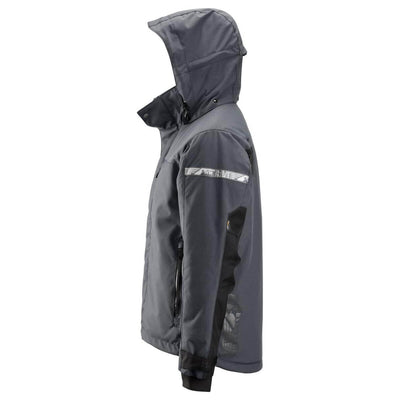 Snickers 1102 AllroundWork Waterproof 37.5 Insulated Jacket Steel Grey Black left #colour_steel-grey-black
