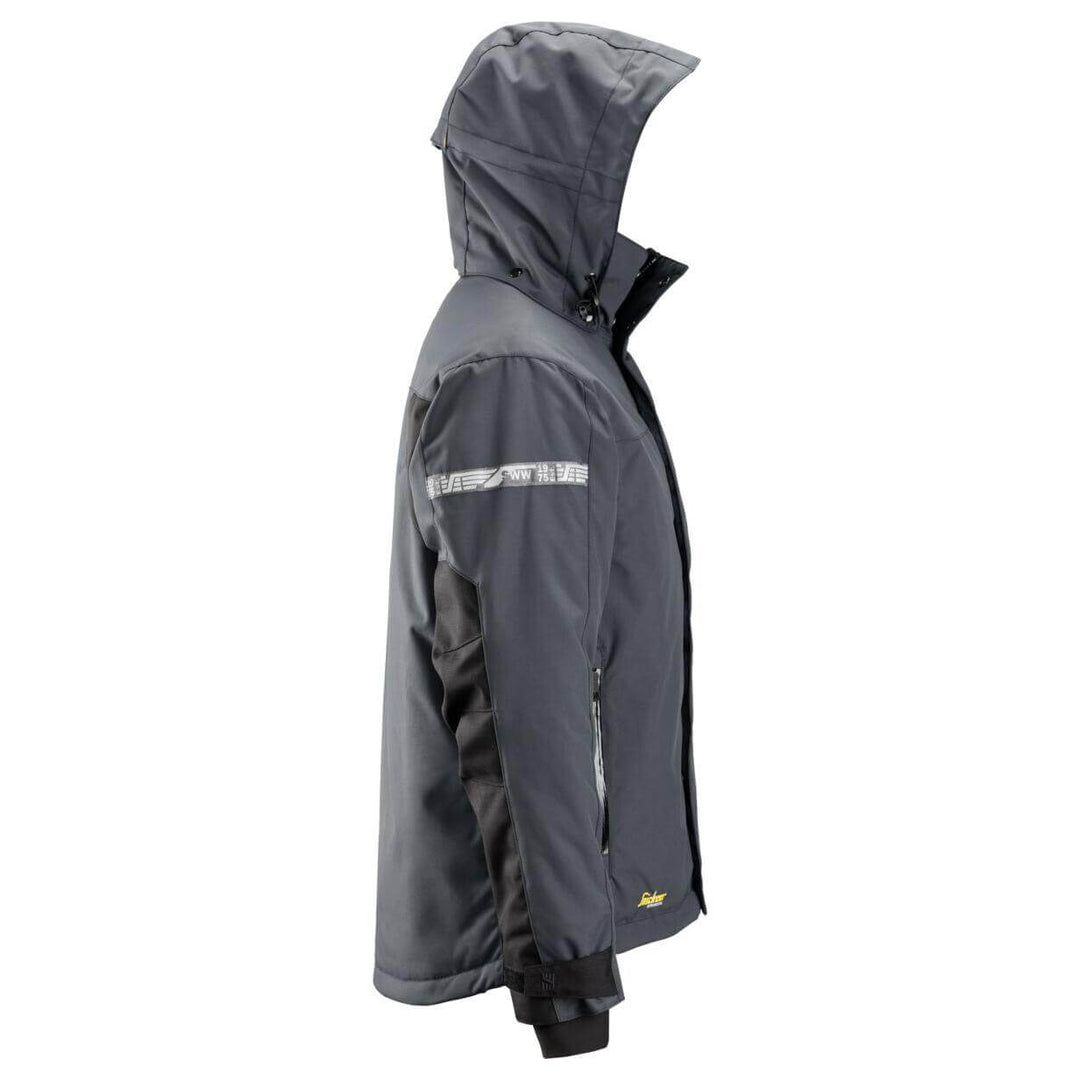 Snickers 1102 AllroundWork Waterproof 37.5 Insulated Jacket Steel Grey Black right #colour_steel-grey-black