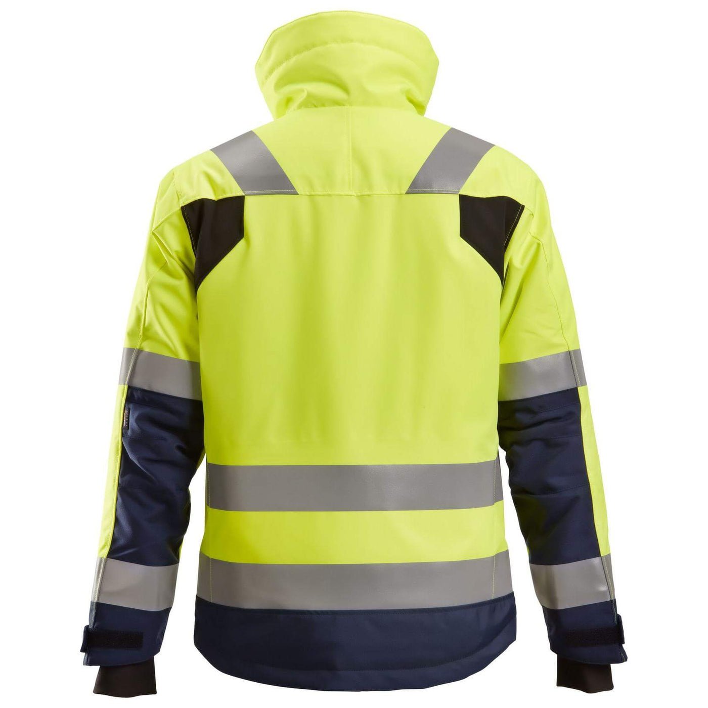 Snickers 1130 Hi Vis 37.5 Insulated Jacket Class 3 Hi Vis Yellow Navy Blue back #colour_hi-vis-yellow-navy-blue