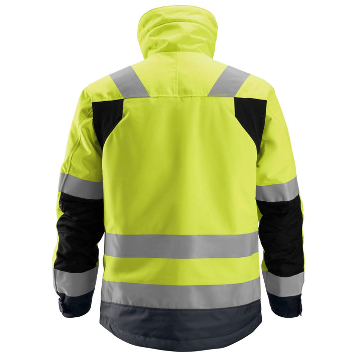 Snickers 1130 Hi Vis 37.5 Insulated Jacket Class 3 Hi Vis Yellow Steel Grey back #colour_hi-vis-yellow-steel-grey