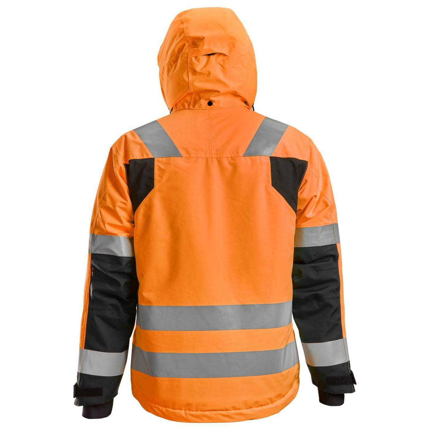 Snickers 1132 Hi Vis Class 3 Waterproof 37.5 Insulated Jacket Hi Vis Orange Black back #colour_hi-vis-orange-black
