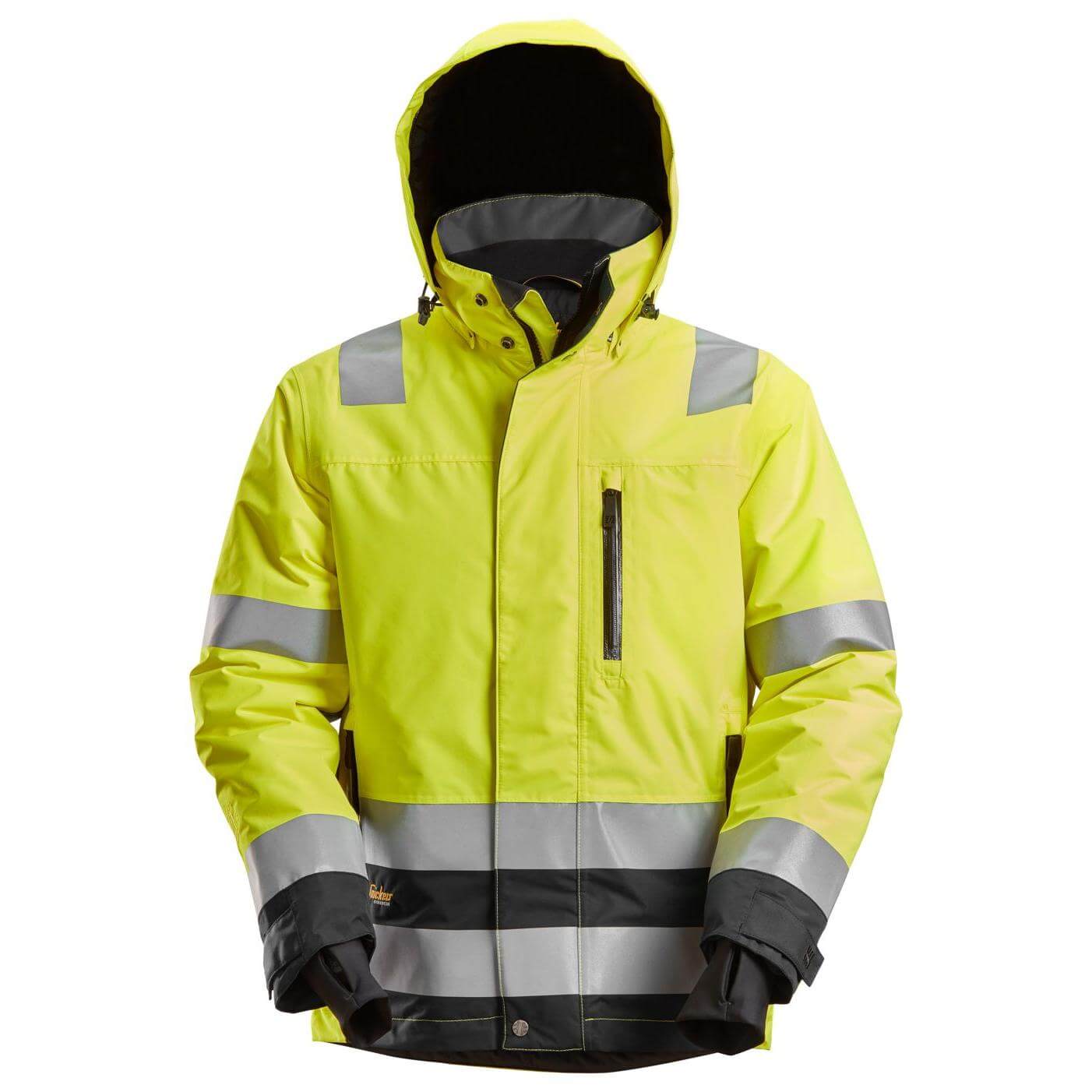 Snickers 1132 Hi Vis Class 3 Waterproof 37.5 Insulated Jacket Hi Vis Yellow Black Main #colour_hi-vis-yellow-black