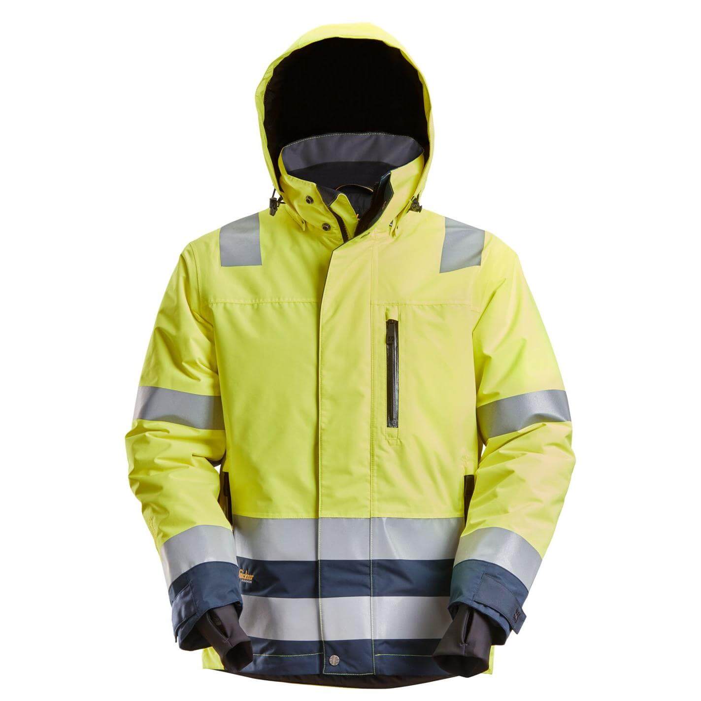 Snickers 1132 Hi Vis Class 3 Waterproof 37.5 Insulated Jacket Hi Vis Yellow Navy Blue Main #colour_hi-vis-yellow-navy-blue