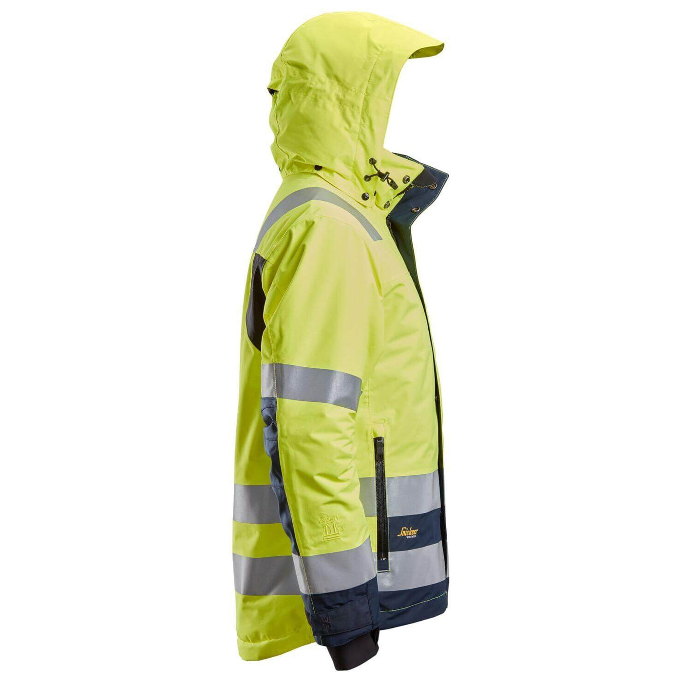 Snickers 1132 Hi Vis Class 3 Waterproof 37.5 Insulated Jacket Hi Vis Yellow Navy Blue right #colour_hi-vis-yellow-navy-blue