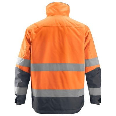 Snickers 1138 Core Hi Vis Insulated Jacket Class 3 Hi Vis Orange Steel Grey back #colour_hi-vis-orange-steel-grey