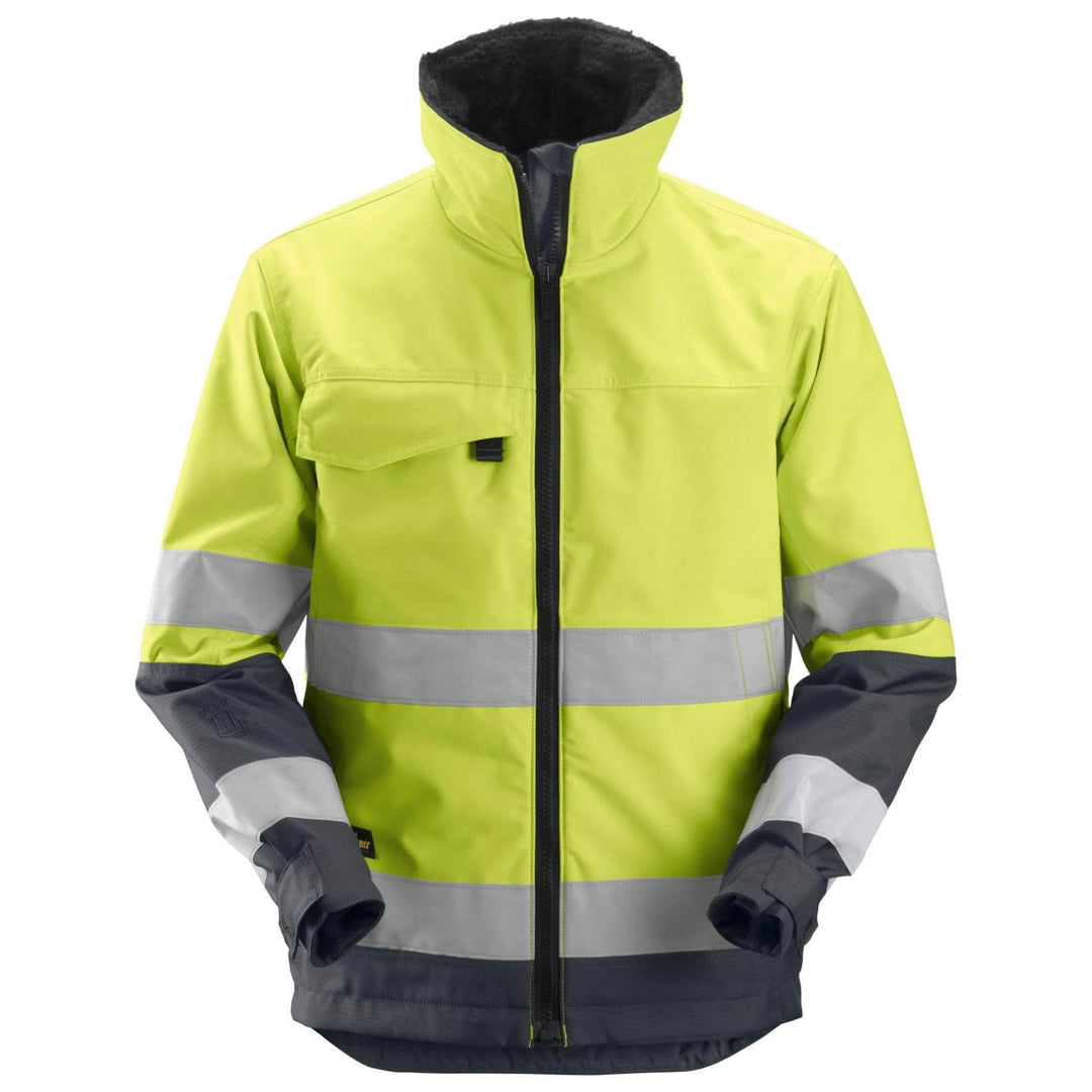 Snickers 1138 Core Hi Vis Insulated Jacket Class 3 Hi Vis Yellow Steel Grey Main #colour_hi-vis-yellow-steel-grey