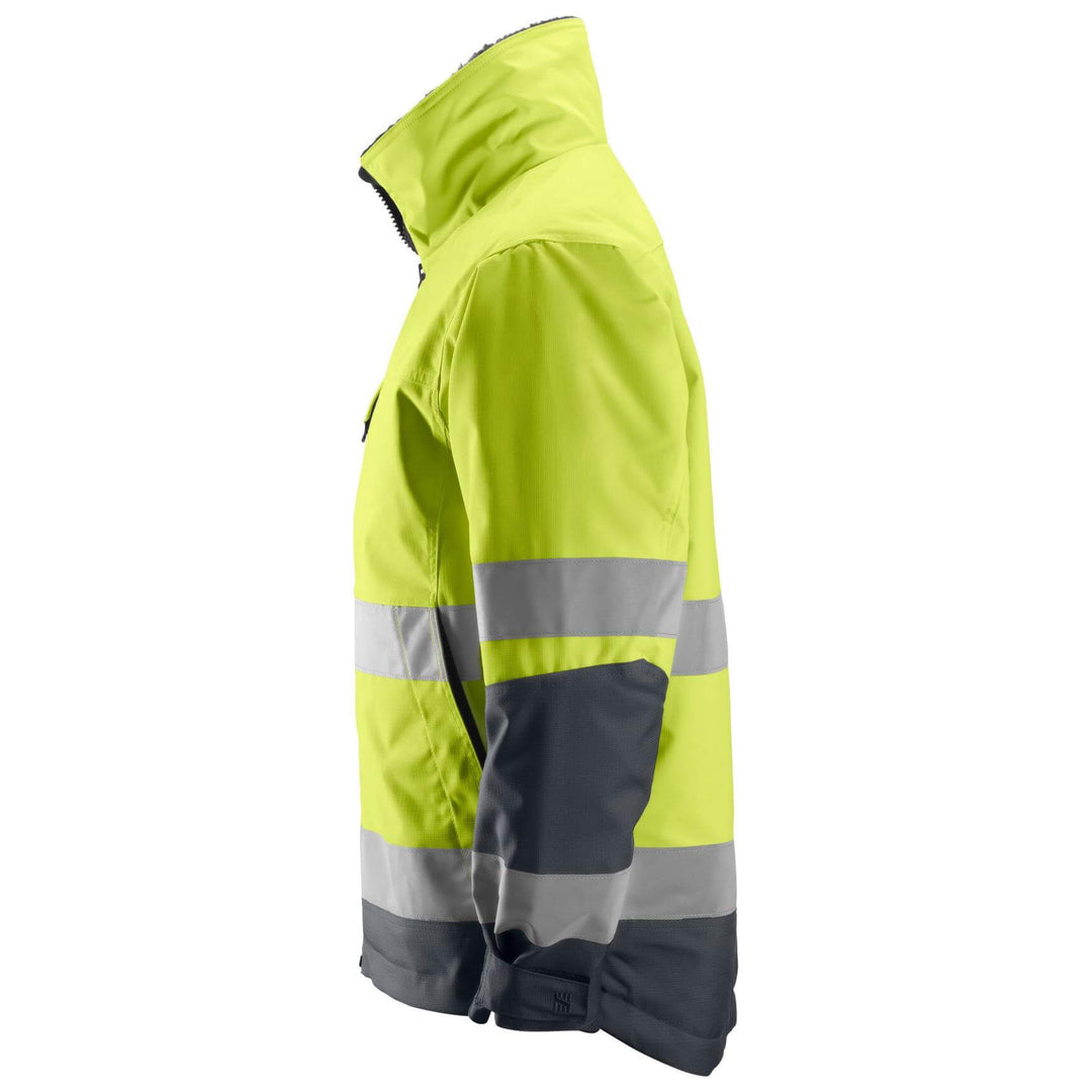 Snickers 1138 Core Hi Vis Insulated Jacket Class 3 Hi Vis Yellow Steel Grey left #colour_hi-vis-yellow-steel-grey