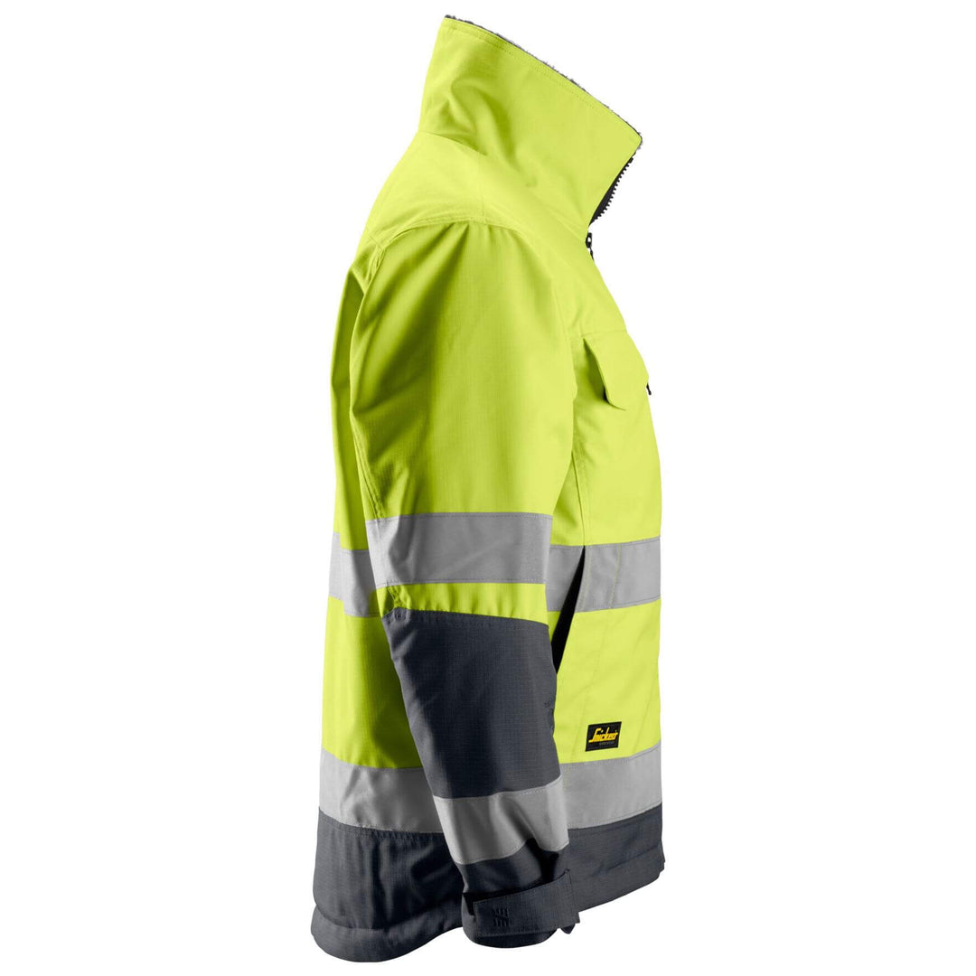 Snickers 1138 Core Hi Vis Insulated Jacket Class 3 Hi Vis Yellow Steel Grey right #colour_hi-vis-yellow-steel-grey
