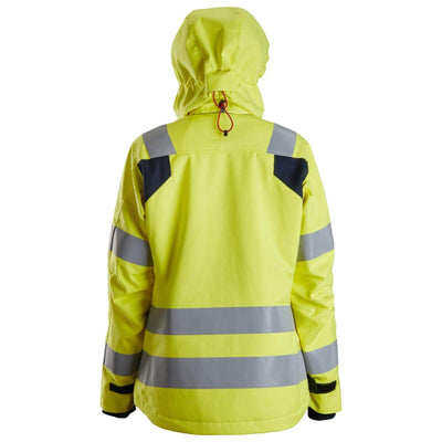 Snickers 1167 ProtecWork Womens Hi Vis Insulated Jacket Class 3 Hi Vis Yellow Navy Blue back #colour_hi-vis-yellow-navy-blue