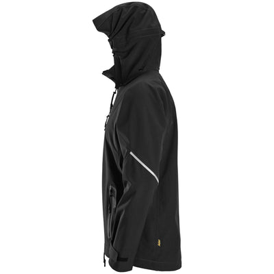 Snickers 1218 FlexiWork Waterproof Soft Shell Jacket with Hood Black left #colour_black
