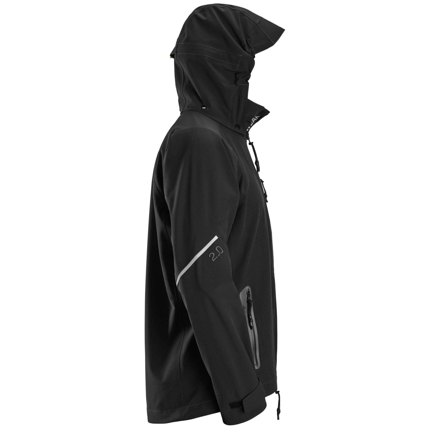 Snickers 1218 FlexiWork Waterproof Soft Shell Jacket with Hood Black right #colour_black