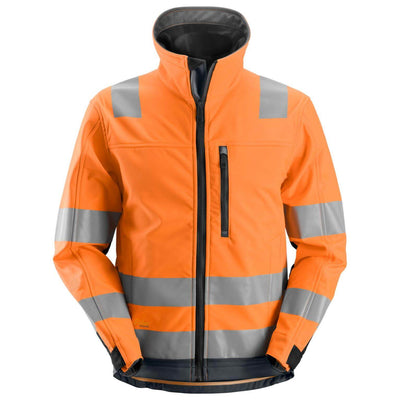 Snickers 1230 Hi Vis Softshell Jacket Class 3 Hi Vis Orange Steel Grey Main #colour_hi-vis-orange-steel-grey
