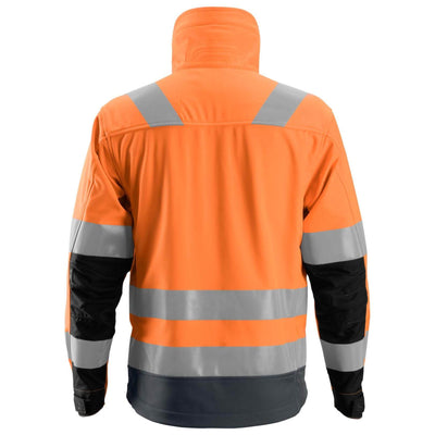Snickers 1230 Hi Vis Softshell Jacket Class 3 Hi Vis Orange Steel Grey back #colour_hi-vis-orange-steel-grey