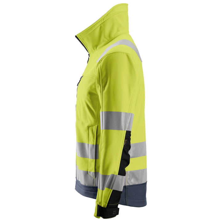 Snickers 1230 Hi Vis Softshell Jacket Class 3 Hi Vis Yellow Navy Blue left #colour_hi-vis-yellow-navy-blue