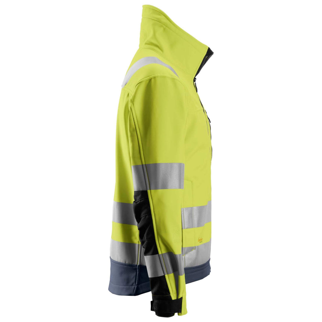 Snickers 1230 Hi Vis Softshell Jacket Class 3 Hi Vis Yellow Navy Blue right #colour_hi-vis-yellow-navy-blue