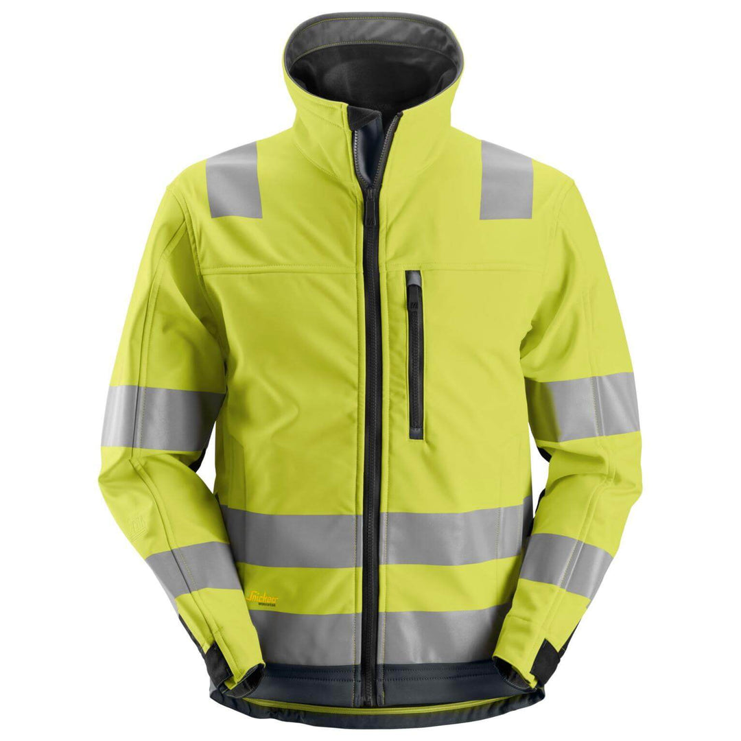 Snickers 1230 Hi Vis Softshell Jacket Class 3 Hi Vis Yellow Steel Grey Main #colour_hi-vis-yellow-steel-grey