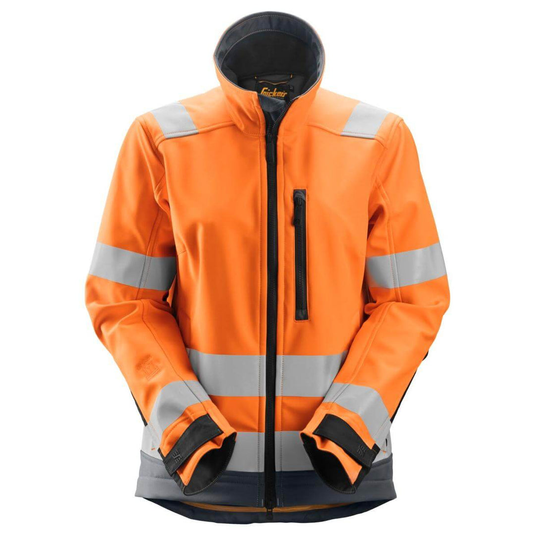 Snickers 1237 Womens Hi Vis Softshell Jacket Class 2 3 Hi Vis Orange Steel Grey Main #colour_hi-vis-orange-steel-grey