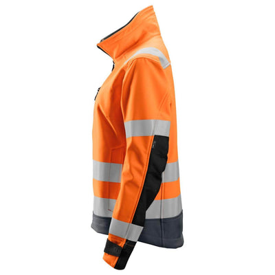 Snickers 1237 Womens Hi Vis Softshell Jacket Class 2 3 Hi Vis Orange Steel Grey left #colour_hi-vis-orange-steel-grey
