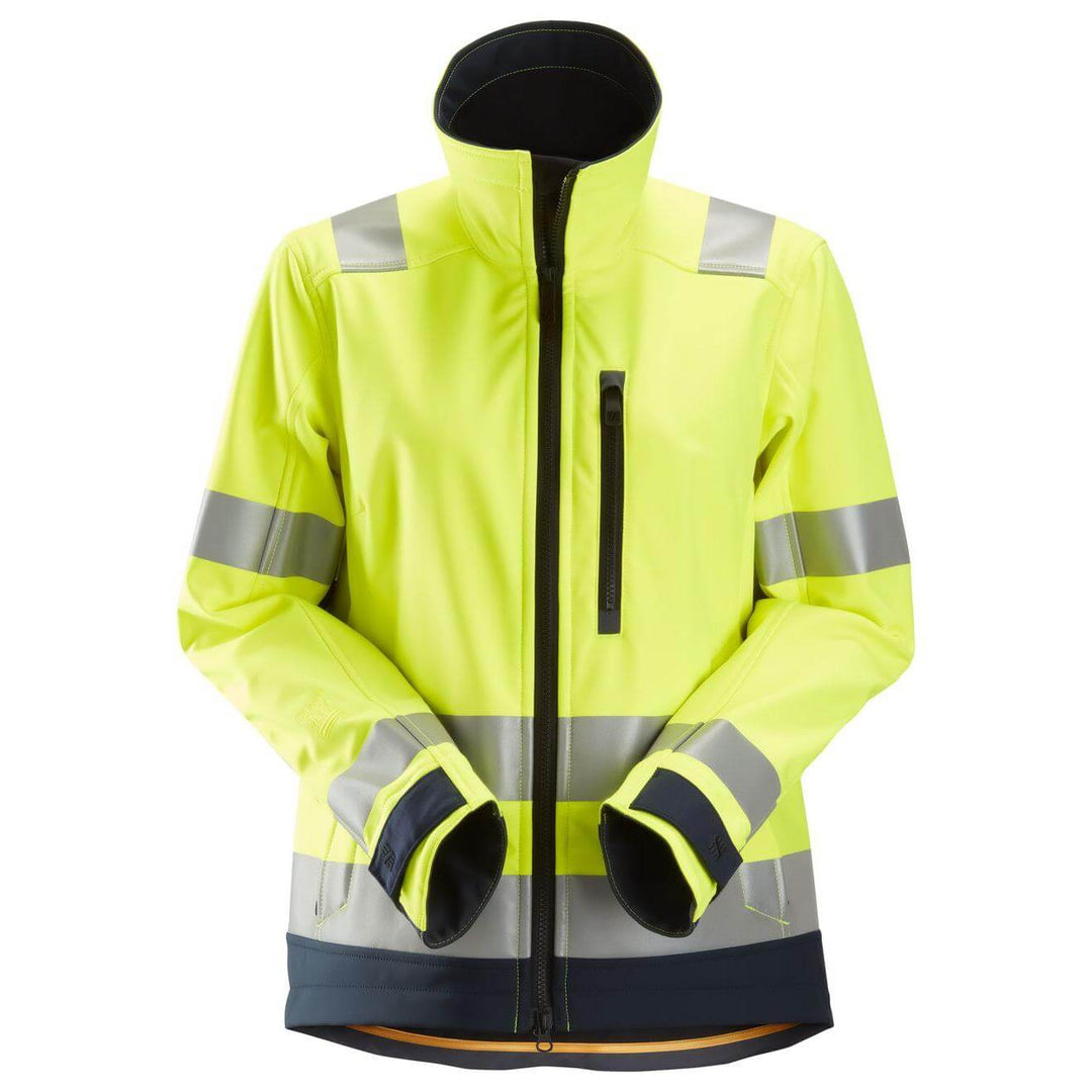 Snickers 1237 Womens Hi Vis Softshell Jacket Class 2 3 Hi Vis Yellow Navy Blue Main #colour_hi-vis-yellow-navy-blue