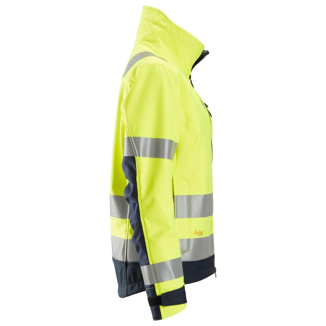 Snickers 1237 Womens Hi Vis Softshell Jacket Class 2 3 Hi Vis Yellow Navy Blue right #colour_hi-vis-yellow-navy-blue