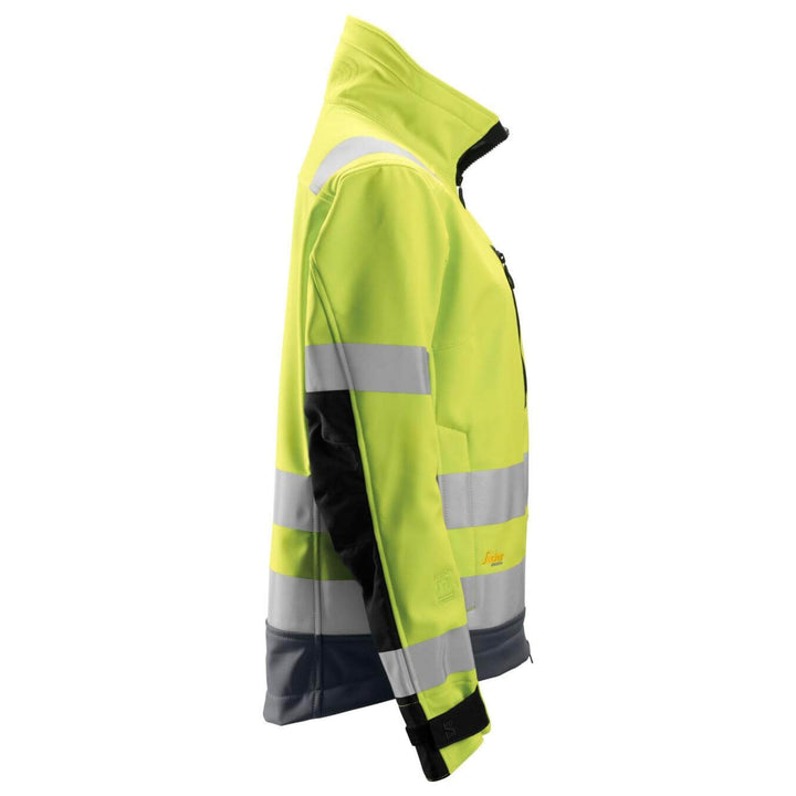 Snickers 1237 Womens Hi Vis Softshell Jacket Class 2 3 Hi Vis Yellow Steel Grey right #colour_hi-vis-yellow-steel-grey