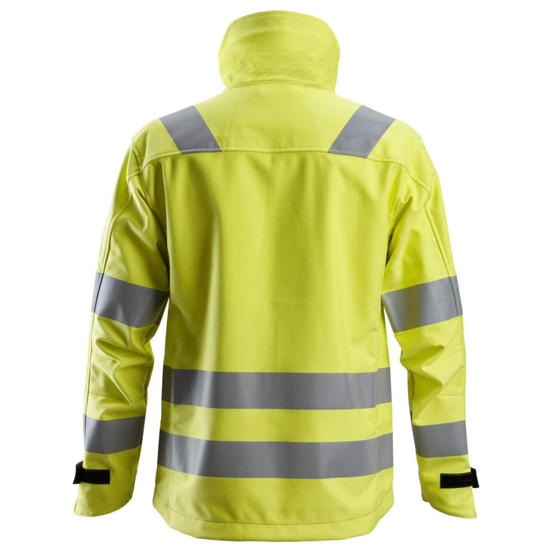 Snickers 1260 ProtecWork Hi Vis Softshell Jacket Class 3 Hi Vis Yellow Navy Blue back #colour_hi-vis-yellow-navy-blue