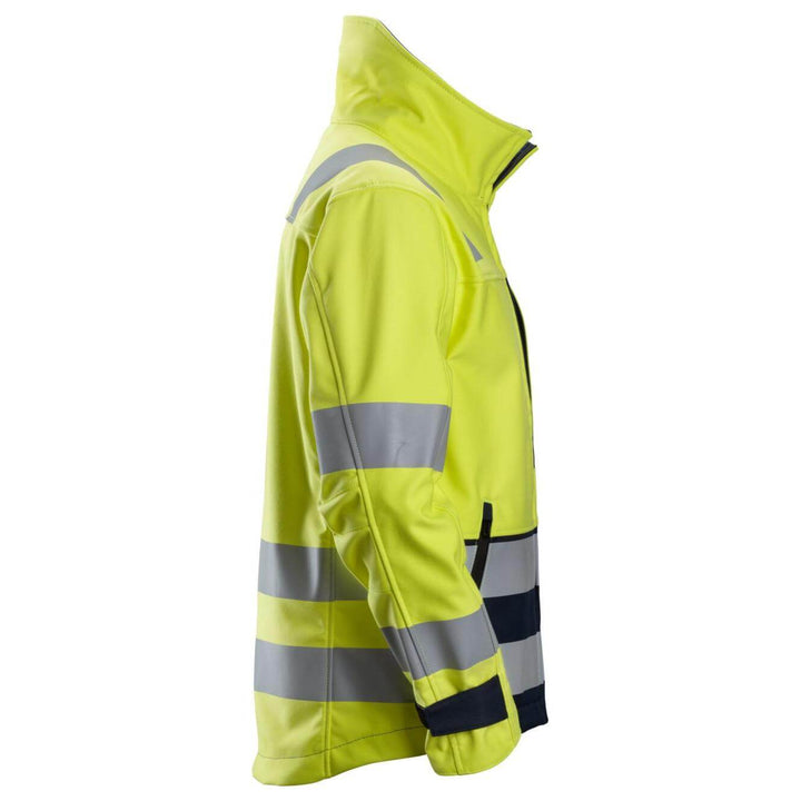 Snickers 1260 ProtecWork Hi Vis Softshell Jacket Class 3 Hi Vis Yellow Navy Blue right #colour_hi-vis-yellow-navy-blue