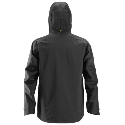 Snickers 1300 FlexiWork Stretch Waterproof Shell Jacket Black Black back #colour_black-black
