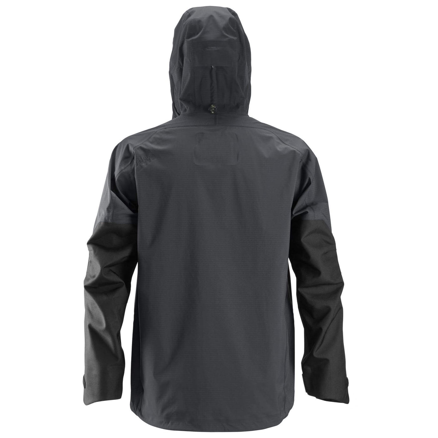 Snickers 1300 FlexiWork Stretch Waterproof Shell Jacket Steel Grey Black back #colour_steel-grey-black