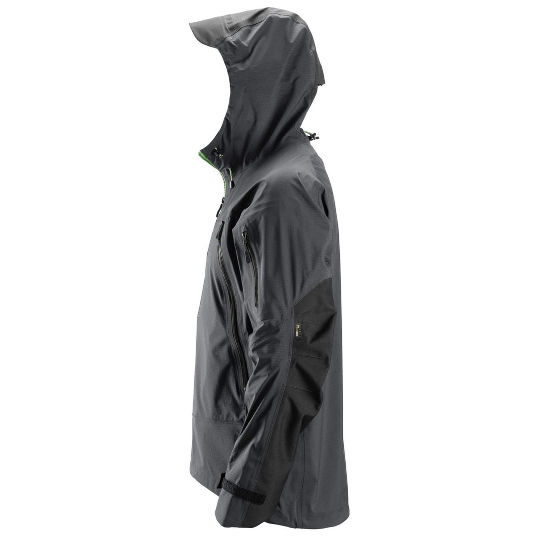 Snickers 1300 FlexiWork Stretch Waterproof Shell Jacket Steel Grey Black left #colour_steel-grey-black