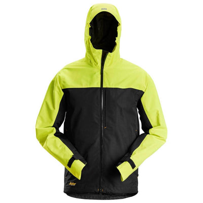 Snickers 1303 AllroundWork Waterproof Shell Jacket Black Neon Yellow Main #colour_black-neon-yellow