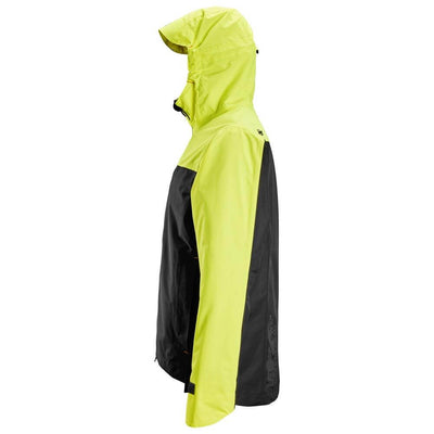 Snickers 1303 AllroundWork Waterproof Shell Jacket Black Neon Yellow left #colour_black-neon-yellow