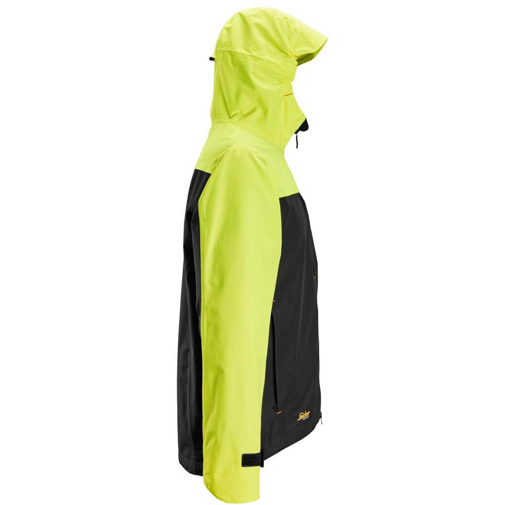 Snickers 1303 AllroundWork Waterproof Shell Jacket Black Neon Yellow right #colour_black-neon-yellow