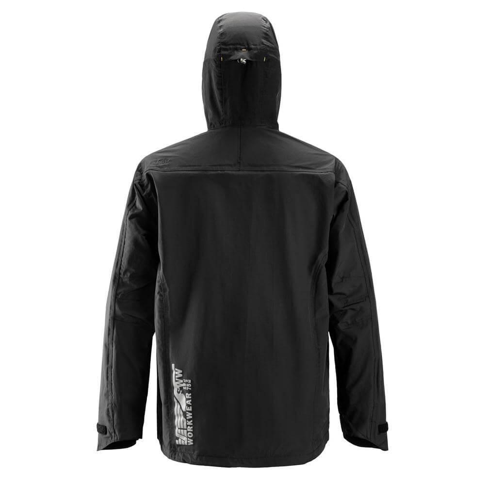 Snickers 1303 AllroundWork Waterproof Shell Jacket Black back #colour_black