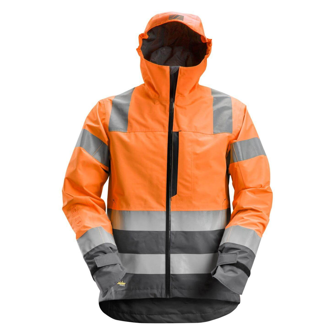 Snickers 1330 Hi Vis Waterproof Shell Jacket Class 3 Hi Vis Orange Steel Grey Main #colour_hi-vis-orange-steel-grey