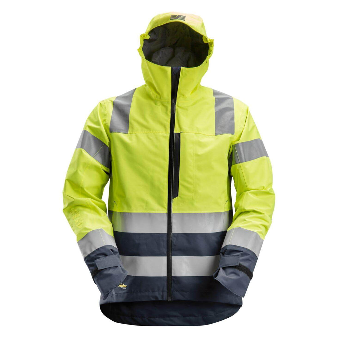 Snickers 1330 Hi Vis Waterproof Shell Jacket Class 3 Hi Vis Yellow Navy Blue Main #colour_hi-vis-yellow-navy-blue