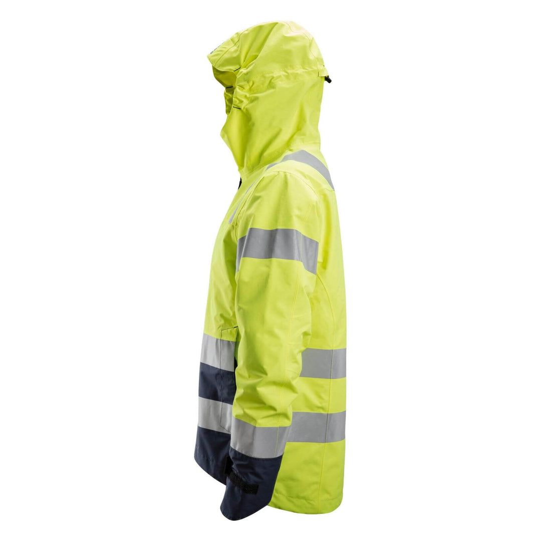 Snickers 1330 Hi Vis Waterproof Shell Jacket Class 3 Hi Vis Yellow Navy Blue left #colour_hi-vis-yellow-navy-blue