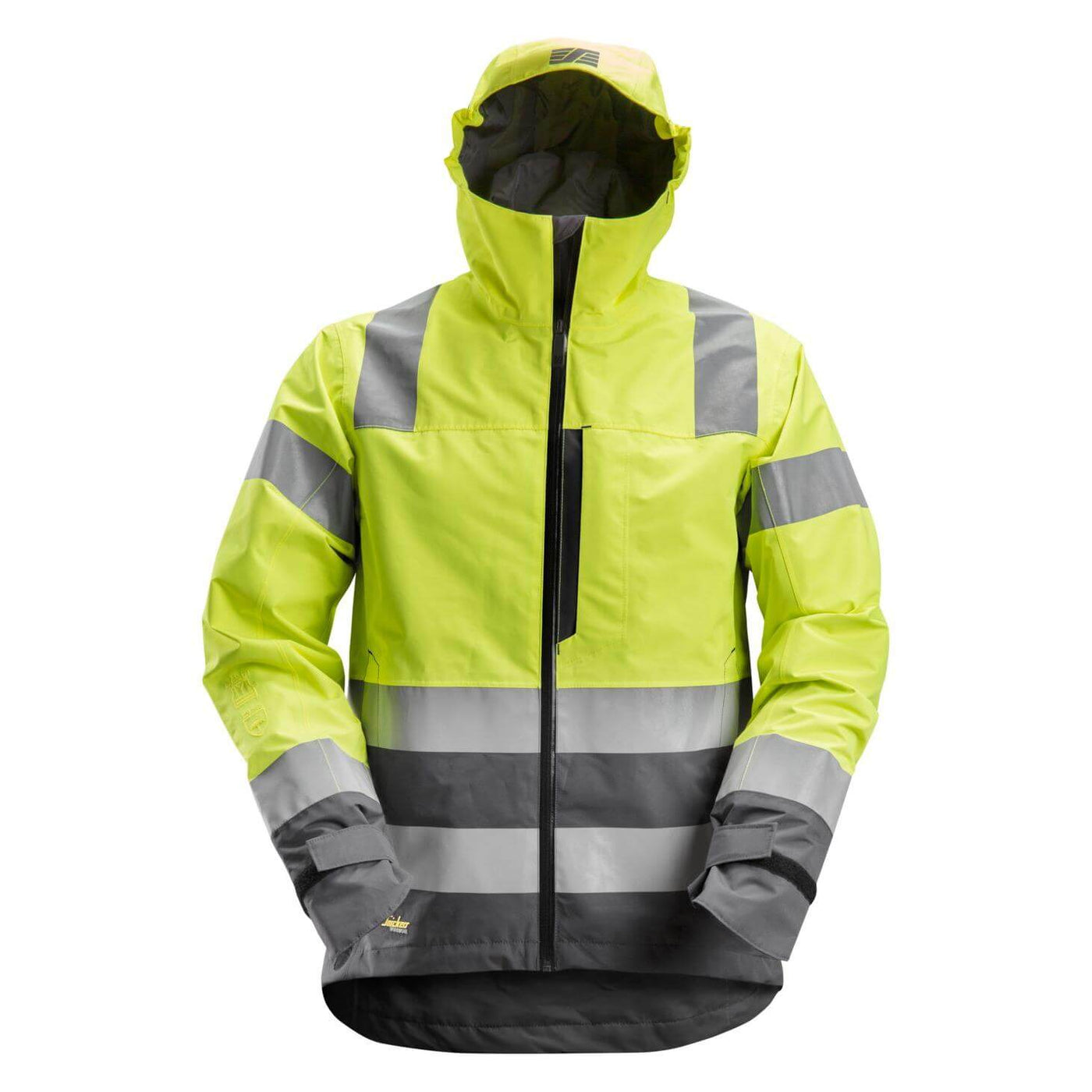Snickers 1330 Hi Vis Waterproof Shell Jacket Class 3 Hi Vis Yellow Steel Grey Main #colour_hi-vis-yellow-steel-grey