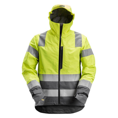Snickers 1330 Hi Vis Waterproof Shell Jacket Class 3 Hi Vis Yellow Steel Grey Main #colour_hi-vis-yellow-steel-grey