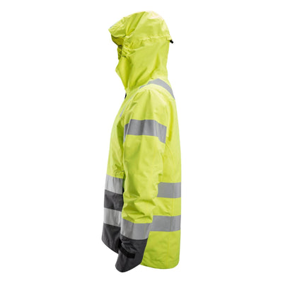 Snickers 1330 Hi Vis Waterproof Shell Jacket Class 3 Hi Vis Yellow Steel Grey left #colour_hi-vis-yellow-steel-grey