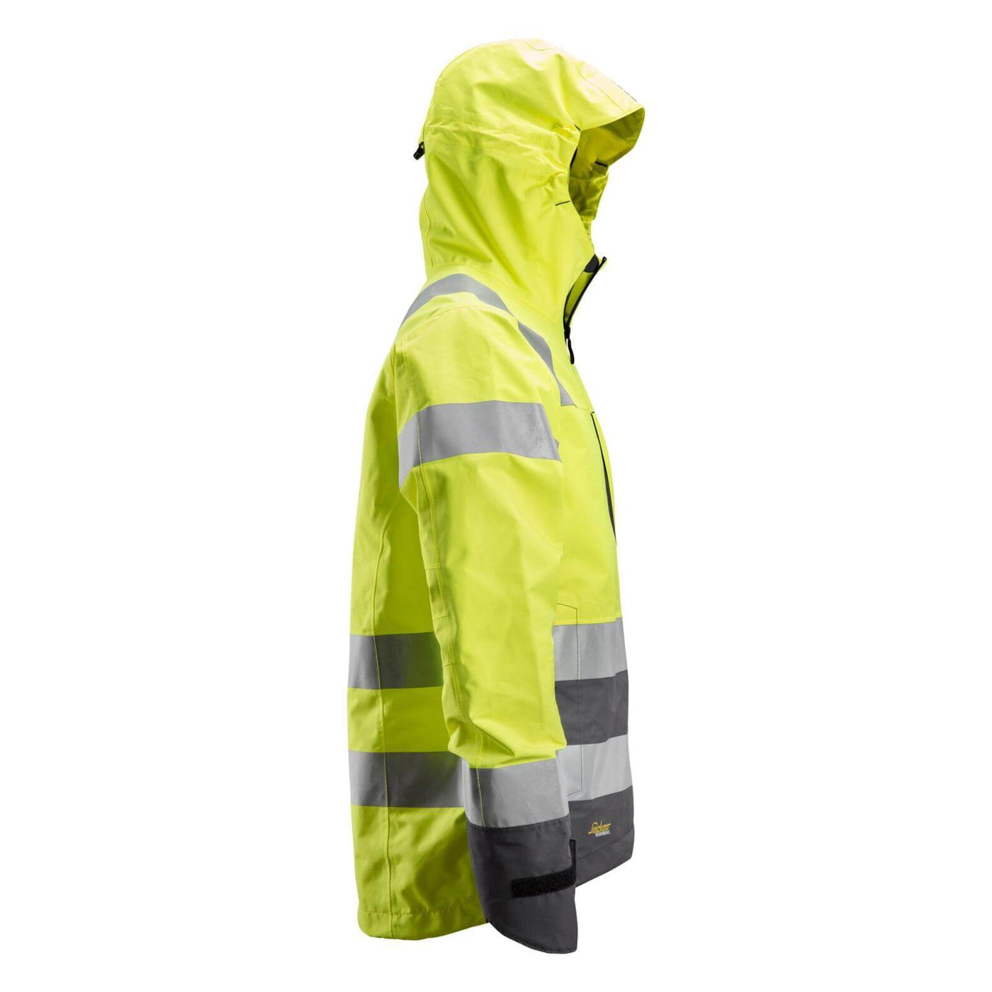 Snickers 1330 Hi Vis Waterproof Shell Jacket Class 3 Hi Vis Yellow Steel Grey right #colour_hi-vis-yellow-steel-grey