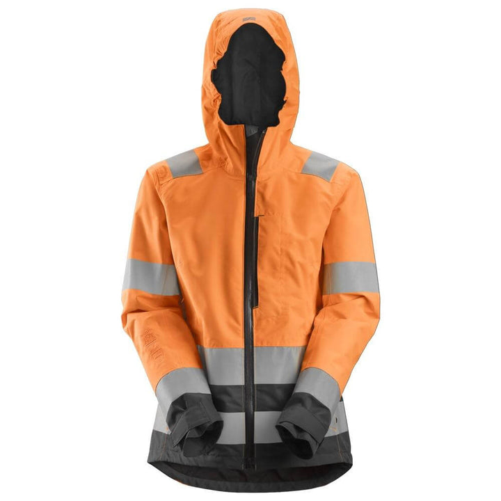 Snickers 1347 Womens Hi Vis Waterproof Shell Jacket Class 2 3 Hi Vis Orange Steel Grey Main #colour_hi-vis-orange-steel-grey